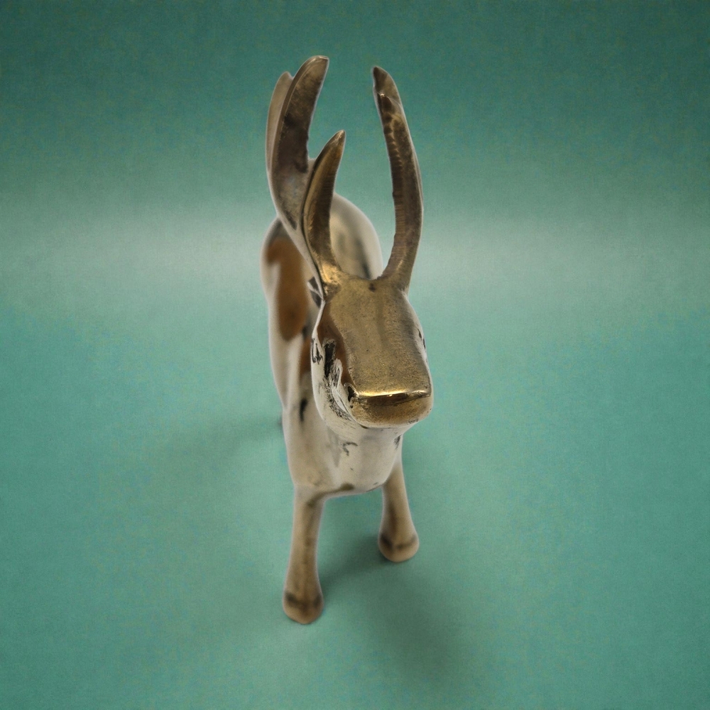 Vintage Leonard Solid Brass Deer/Stag Figurine Korea Mid Century Modern Decor - Picture 3 of 7